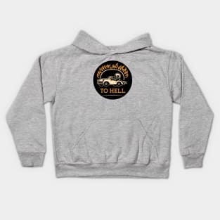 simple car and skull to hell Kids Hoodie